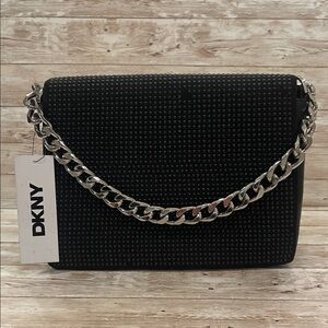 DKNY‎ Black Shoulder Bag with Silver Chain NWT $188